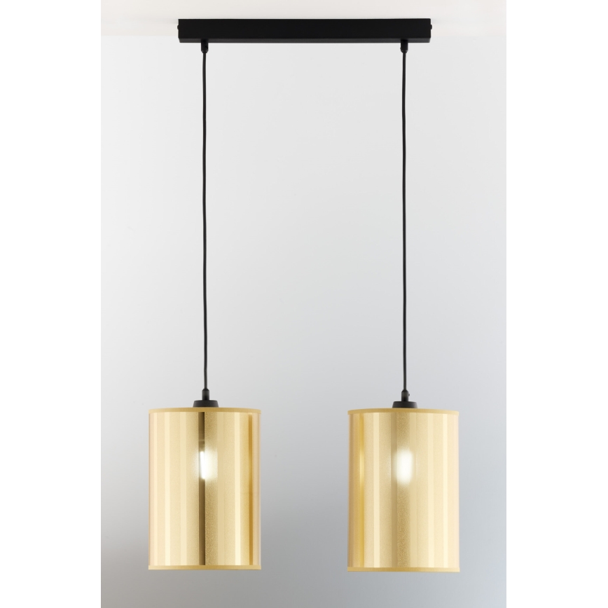 Jupiter 2091 - Pendelleuchte CORTINA mit Kabel 2xE27/15W/230V gold/schwarz