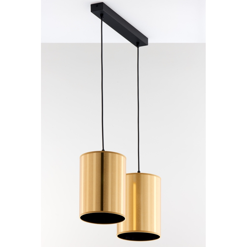 Jupiter 2091 - Pendelleuchte CORTINA mit Kabel 2xE27/15W/230V gold/schwarz