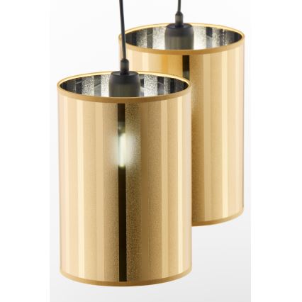 Jupiter 2091 - Pendelleuchte CORTINA mit Kabel 2xE27/15W/230V gold/schwarz
