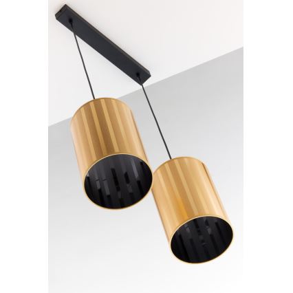 Jupiter 2091 - Pendelleuchte CORTINA mit Kabel 2xE27/15W/230V gold/schwarz