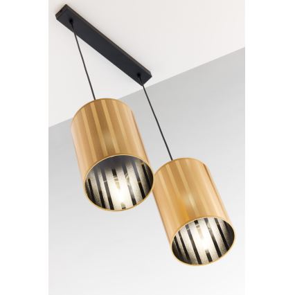 Jupiter 2091 - Pendelleuchte CORTINA mit Kabel 2xE27/15W/230V gold/schwarz