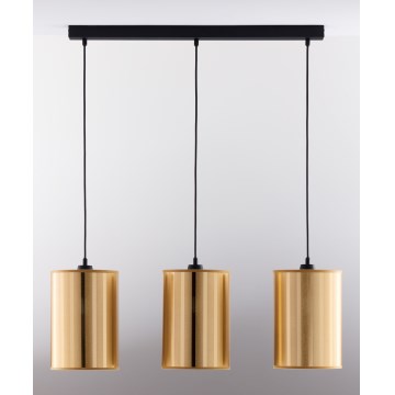 Jupiter 2092 - Pendelleuchte CORTINA 3xE27/15W/230V mit Seilaufhängung gold/schwarz