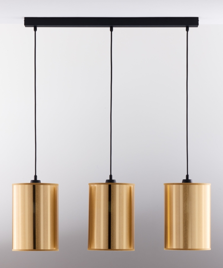 Jupiter 2092 - Pendelleuchte CORTINA 3xE27/15W/230V mit Seilaufhängung gold/schwarz