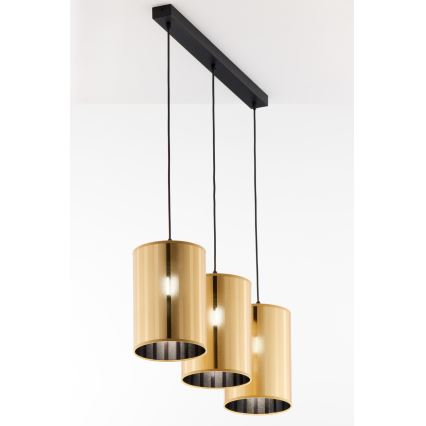 Jupiter 2092 - Pendelleuchte CORTINA 3xE27/15W/230V mit Seilaufhängung gold/schwarz
