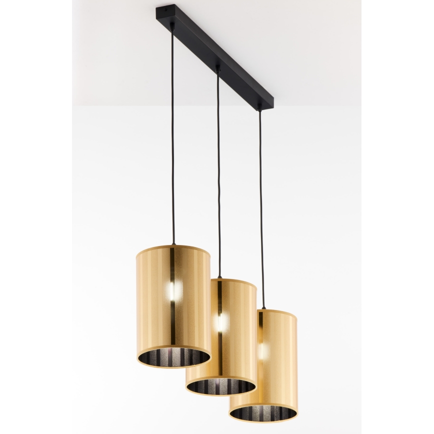 Jupiter 2092 - Pendelleuchte CORTINA 3xE27/15W/230V mit Seilaufhängung gold/schwarz