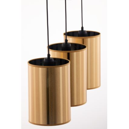Jupiter 2092 - Pendelleuchte CORTINA 3xE27/15W/230V mit Seilaufhängung gold/schwarz