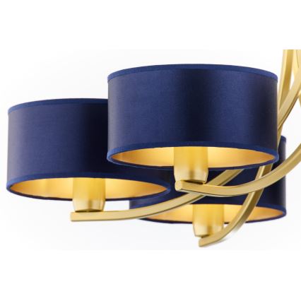 Jupiter 2095 - Kronleuchter an Kette ARTHUR 6xE27/15W/230V blau/gold