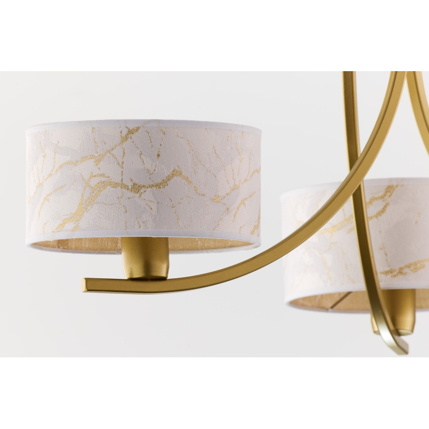 Jupiter 2096 - Kronleuchter an Kette ARTHUR 3xE27/15W/230V weiß/gold/Marmor-Dekor