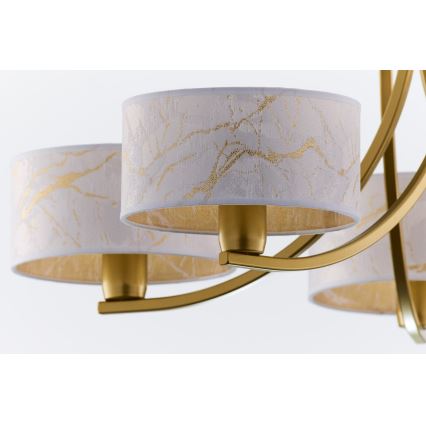 Jupiter 2097 - Kronleuchter mit Kette ARTHUR 5xE27/15W/230V weiß/gold/Marmor-Dekor