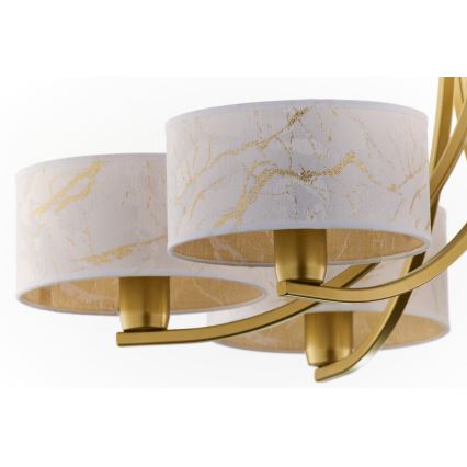 Jupiter 2098 - Kronleuchter an Kette ARTHUR 6xE27/15W/230V weiß/gold/Marmor-Dekor