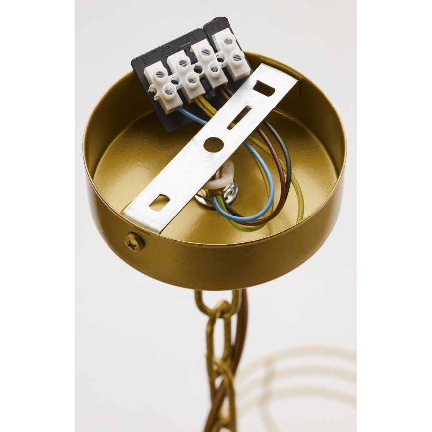 Jupiter 2098 - Kronleuchter an Kette ARTHUR 6xE27/15W/230V weiß/gold/Marmor-Dekor