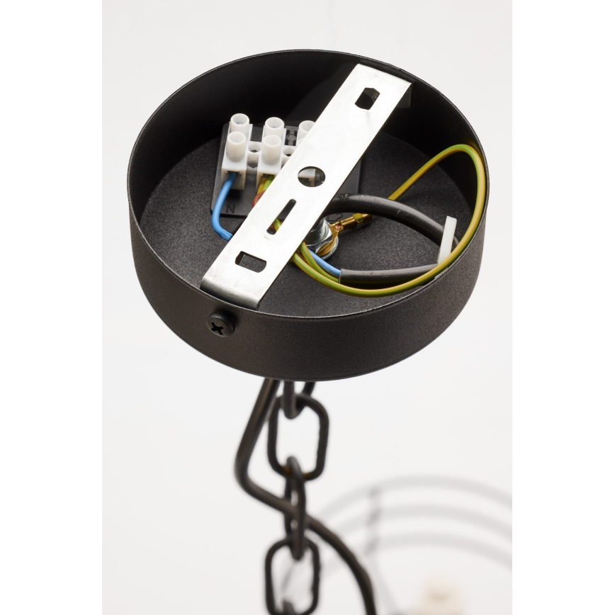 Jupiter 2104 - Kronleuchter an Kette ARTHUR 5xE27/15W/230V weiß/schwarz/Marmor-Dekor