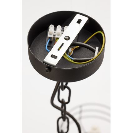 Jupiter 2105 - Kronleuchter an Kette ARTHUR 6xE27/15W/230V weiß/schwarz/Marmor-Dekor