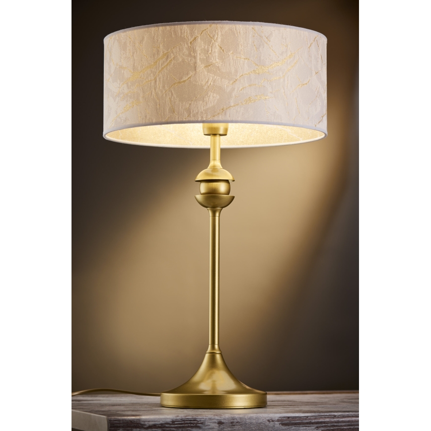 Jupiter 2112 - Tischlampe KASZMIR 1xE27/15W/230V weiß/gold/Marmor-Optik