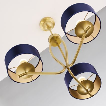 Jupiter 2113 - Pendelleuchte mit Stange KASZMIR 3xE27/15W/230V blau/gold