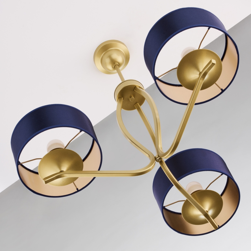 Jupiter 2113 - Pendelleuchte mit Stange KASZMIR 3xE27/15W/230V blau/gold