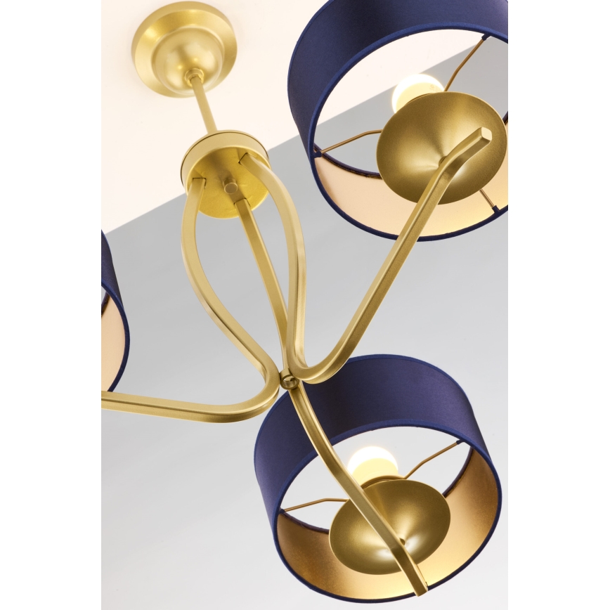 Jupiter 2113 - Pendelleuchte mit Stange KASZMIR 3xE27/15W/230V blau/gold