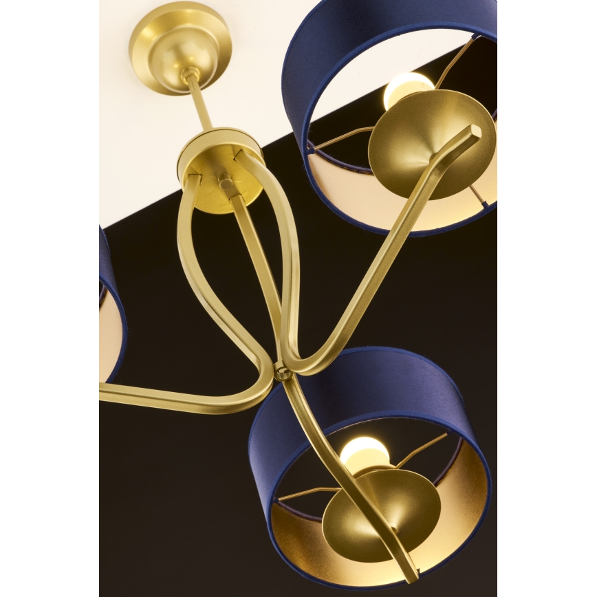 Jupiter 2113 - Pendelleuchte mit Stange KASZMIR 3xE27/15W/230V blau/gold