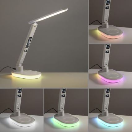 JUST LIGHT. 11018-16 - LED RGBW dimmbare Touch-Tischlampe mit kabellosem Laden TINA LED/4W/230V weiß
