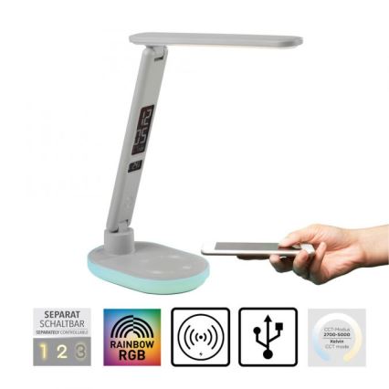 JUST LIGHT. 11018-16 - LED RGBW dimmbare Touch-Tischlampe mit kabellosem Laden TINA LED/4W/230V weiß