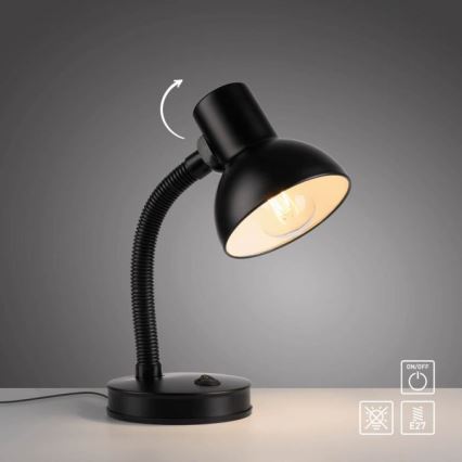 JUST LIGHT. 11080-18 - Verstellbare Tischlampe FLEXI 1xE27/25W/230V, schwarz