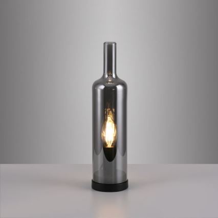 JUST LIGHT. 14006-25 - Tischlampe BOTTLE 1xE14/25W/230V schwarz/rauchfarben