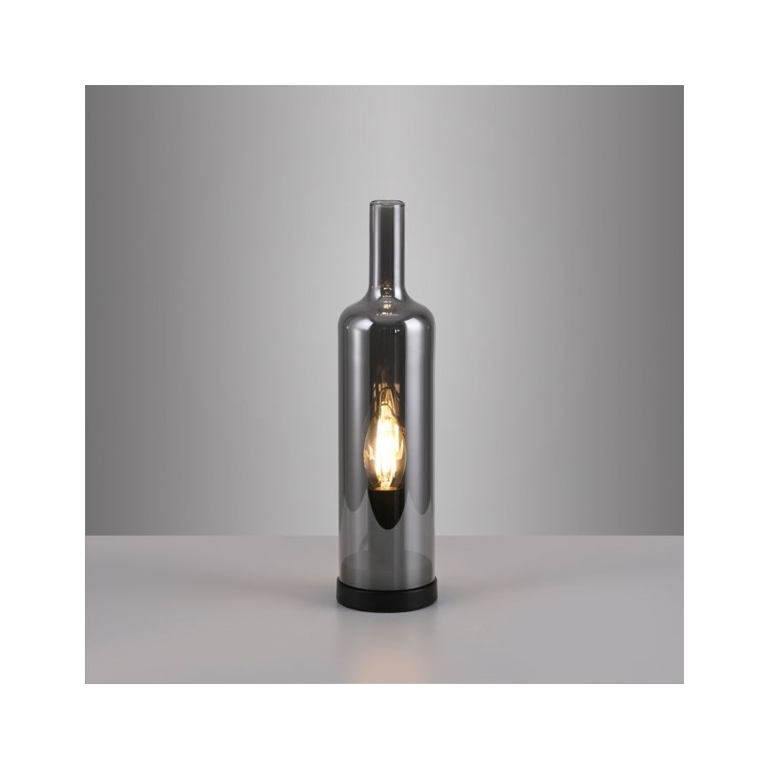 JUST LIGHT. 14006-25 - Tischlampe BOTTLE 1xE14/25W/230V schwarz/rauchfarben