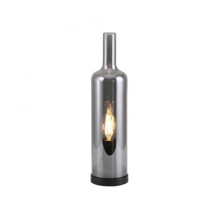 JUST LIGHT. 14006-25 - Tischlampe BOTTLE 1xE14/25W/230V schwarz/rauchfarben