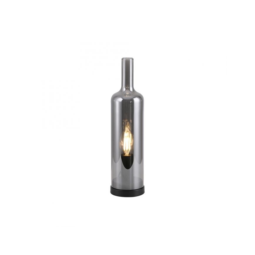 JUST LIGHT. 14006-25 - Tischlampe BOTTLE 1xE14/25W/230V schwarz/rauchfarben