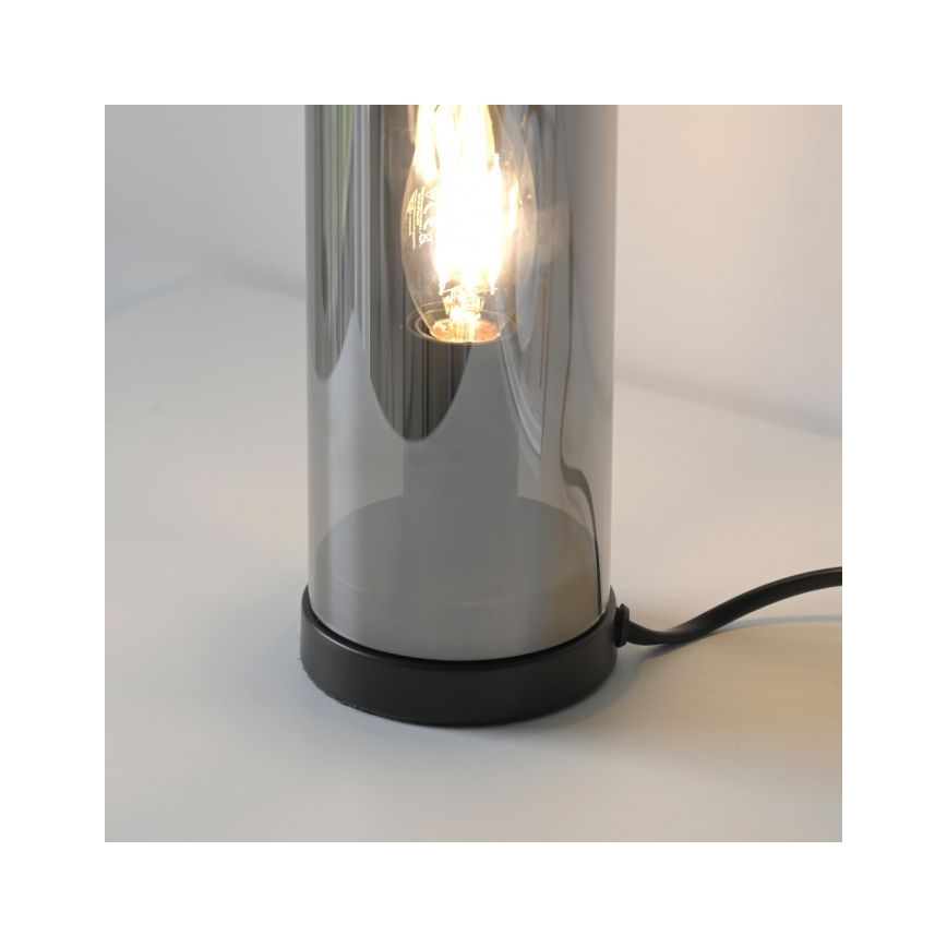 JUST LIGHT. 14006-25 - Tischlampe BOTTLE 1xE14/25W/230V schwarz/rauchfarben