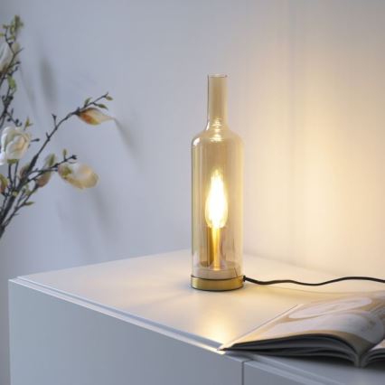 JUST LIGHT. 14006-27 - Tischlampe BOTTLE 1xE14/25W/230V beige/rauchfarben