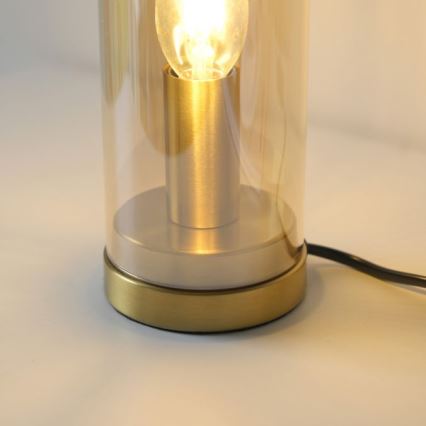 JUST LIGHT. 14006-27 - Tischlampe BOTTLE 1xE14/25W/230V beige/rauchfarben
