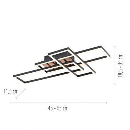 JUST LIGHT. 14051-79 - LED-Deckenleuchte AKUSTIKA LED/20,5W/230V Eiche/Schwarz