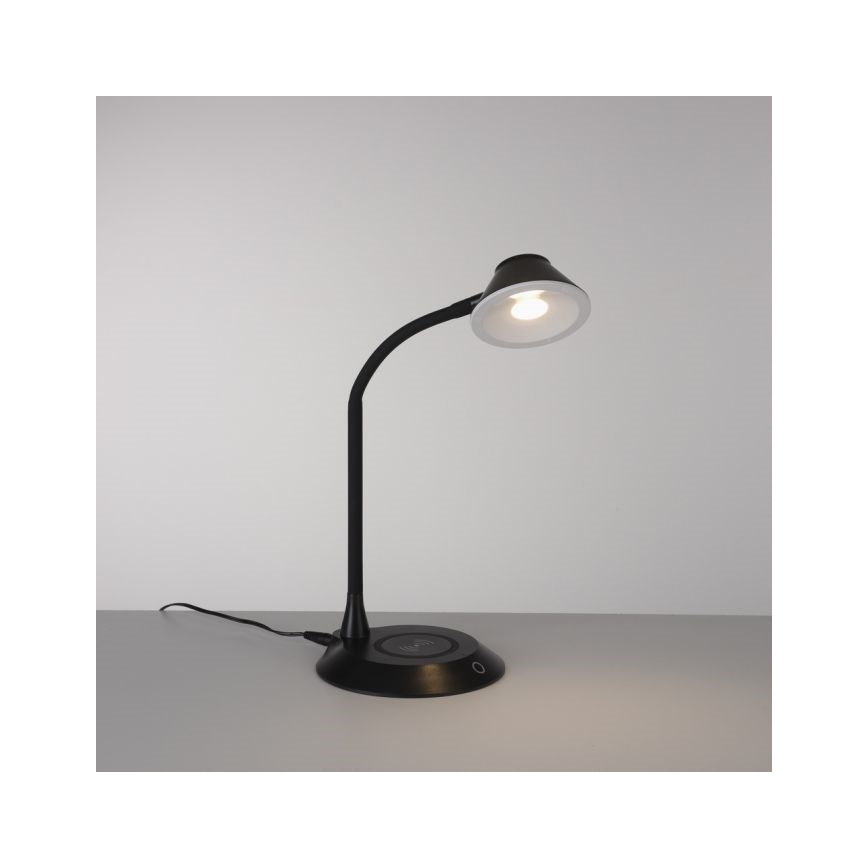 JUST LIGHT. 14414-18 - LED-dimmbare, flexible Touch-Tischlampe mit kabellosem Laden PUCKI LED/4,5W/230V schwarz