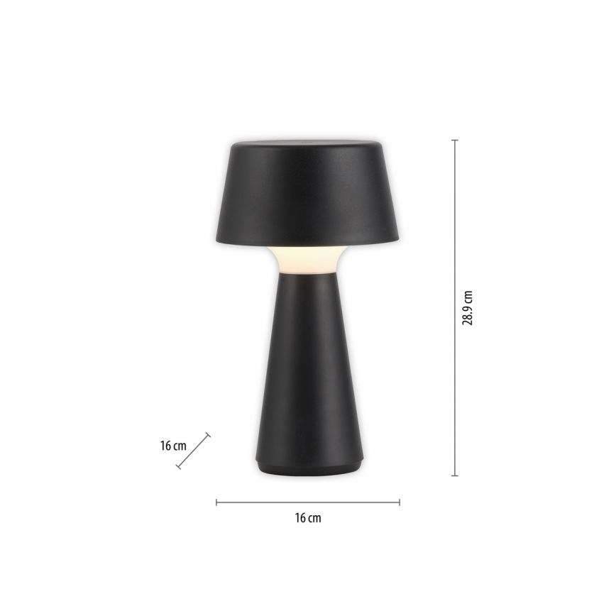 JUST LIGHT. 19260-18 - LED dimmbare Touch-Außenleuchte ABERA LED/3W/3,7V 2000 mAh USB IP54 schwarz