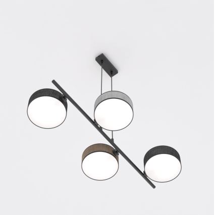Kabel-Pendelleuchte DRUMZ 4xE14/10W/230V schwarz/braun/grau