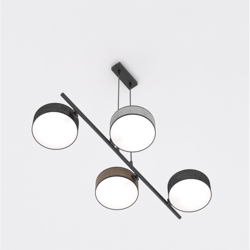 Kabel-Pendelleuchte DRUMZ 4xE14/10W/230V schwarz/braun/grau