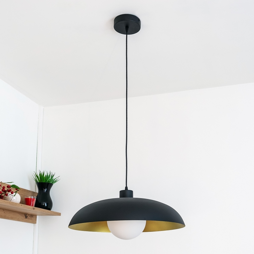 Kabel-Pendelleuchte ECLIPSE 1xE27/15W/230V schwarz/gold