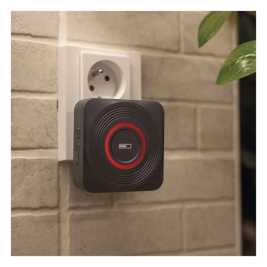 Kabellose Steckdosen-Türklingel GoSmart 230V + 1xCR2032, grau, Wi-Fi