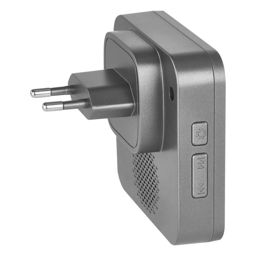 Kabellose Steckdosen-Türklingel GoSmart 230V + 1xCR2032, grau, Wi-Fi