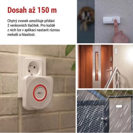 Kabellose Steckdosen-Türklingel GoSmart 230V + 1xCR2032 weiß Wi-Fi