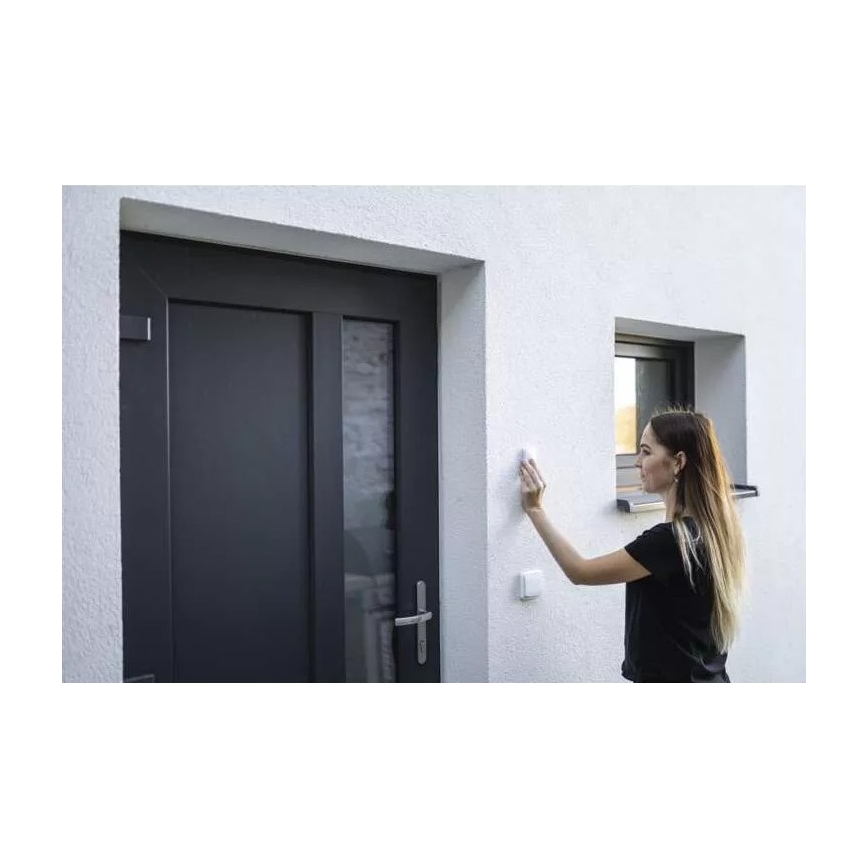 Kabellose Türklingel für 230V-Steckdose + 1x CR2032 IP44 Weiß