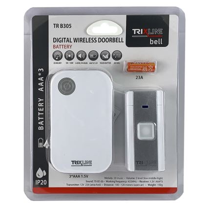 Kabellose Türklingel BELL 1x23A + 3xAAA weiß