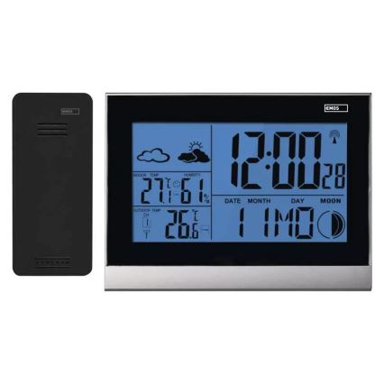 Kabellose Wetterstation mit Wecker 3xAAA + 2xAAA schwarz