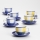 Kaffeeservice 6x Keramiktasse Tereza mit Untertasse weiß blau gelb