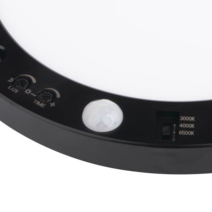 LED Decken-/Abgehängte Leuchte mit Bewegungssensor 2in1 ERGA LED/17W/230V 3000/4000/6500K Schwarz