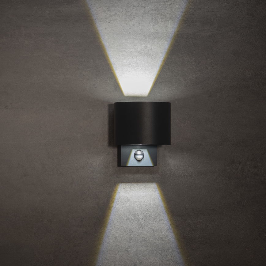 REKA LED-Außenwandleuchte mit Bewegungs- und Dämmerungssensor, LED/7W/230V, IP54, anthrazit, rund