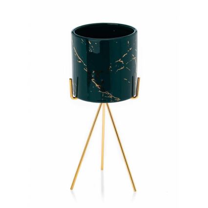 Keramik-Blumentopf EMMA 28,3x13 cm grün/gold