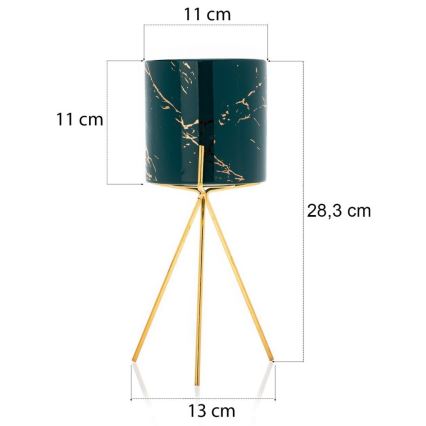 Keramik-Blumentopf EMMA 28,3x13 cm grün/gold