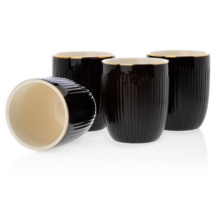 Keramik-Set mit Kanne, Tassen und Tablett KENDI schwarz